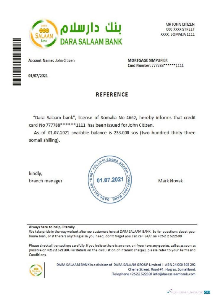 Download Somalia Dara Salaam bank reference Photoshop template